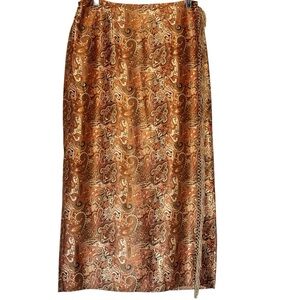 NWT Silk Wrap Midi Skirt in Copper Paisley Coldwater Creek
